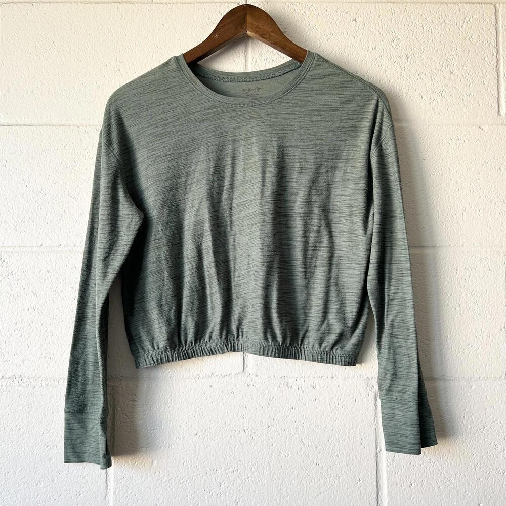 Old Navy Green Active Workout Long Sleeve Cropped Top Women's Large